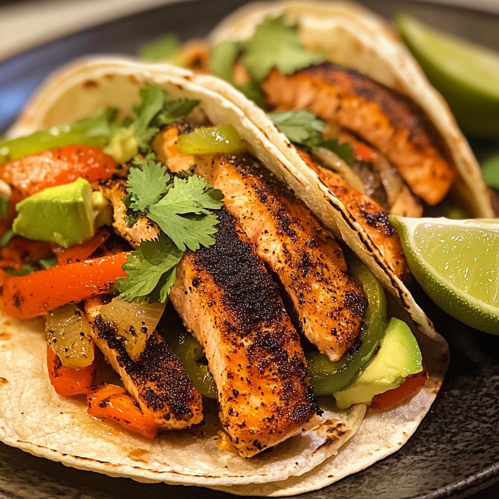 15-Minute Blackened Salmon Fajitas