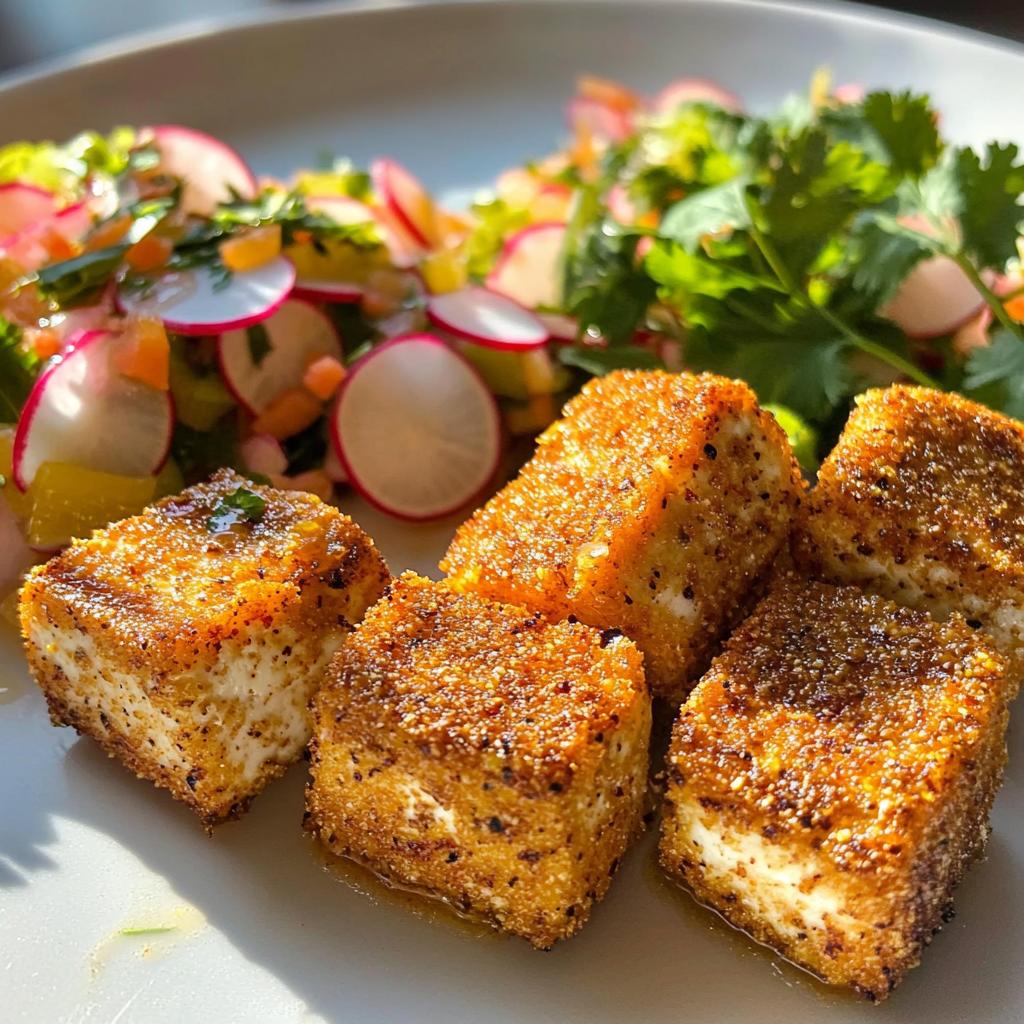 15-Minute Spice-Crusted Tofu with Kumquat Radish Salad - detail 1