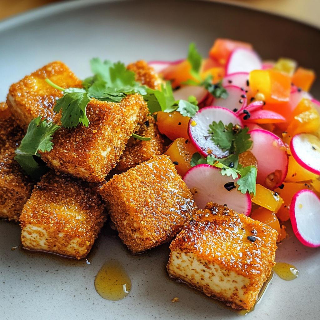 15-Minute Spice-Crusted Tofu with Kumquat Radish Salad