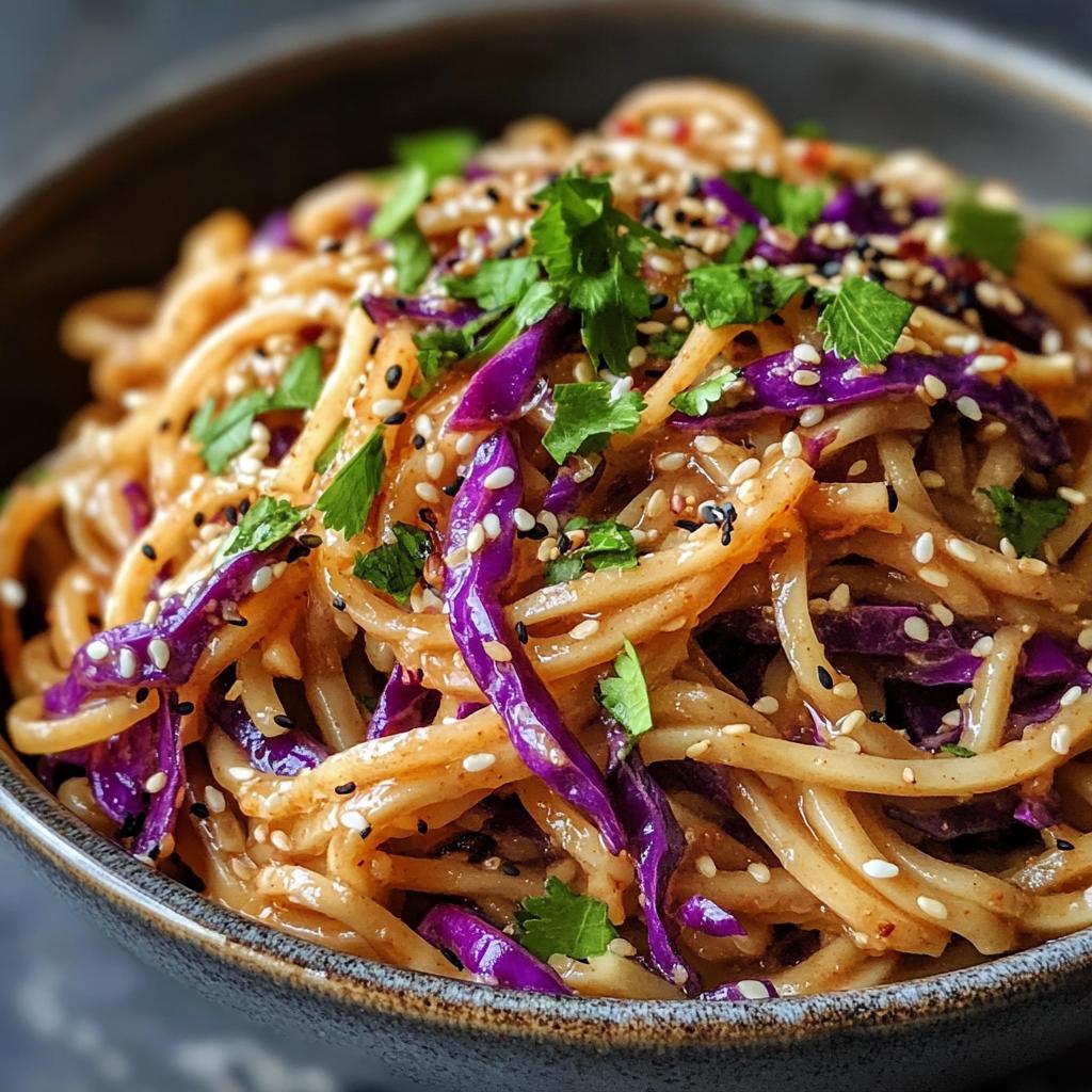 15-Minute Tahini Noodles with Red Cabbage & Sichuan Peppercorn Slaw - detail 1