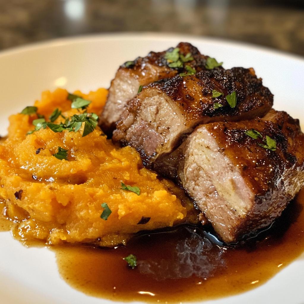 Jerk Pork with Sweet Potato Mash
