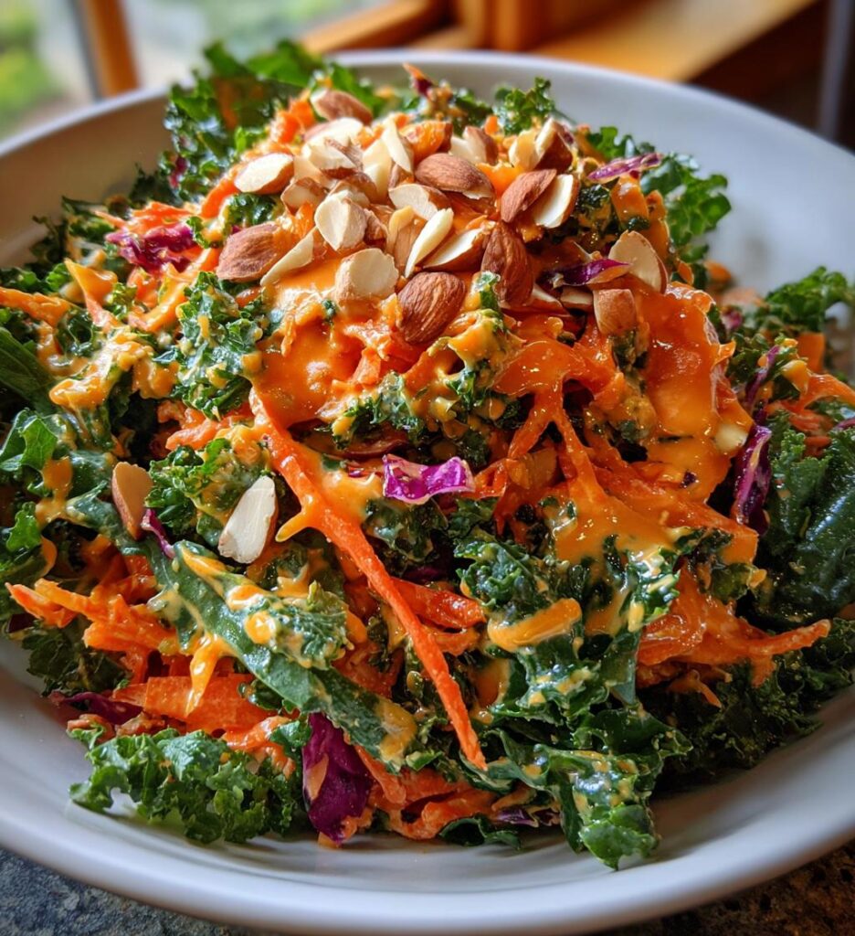 Kale Salad with Carrot Ginger Dressing