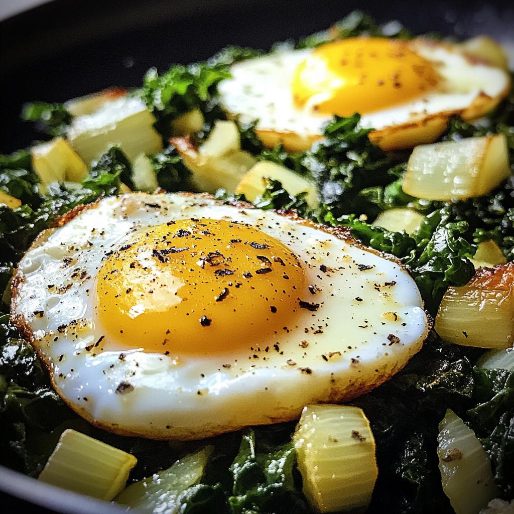 Leek & Kale Hash with Sage Fried Eggs - detail 1
