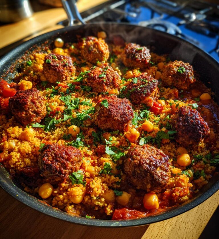 Spicy Meatball Tagine with Bulgur & Chickpeas