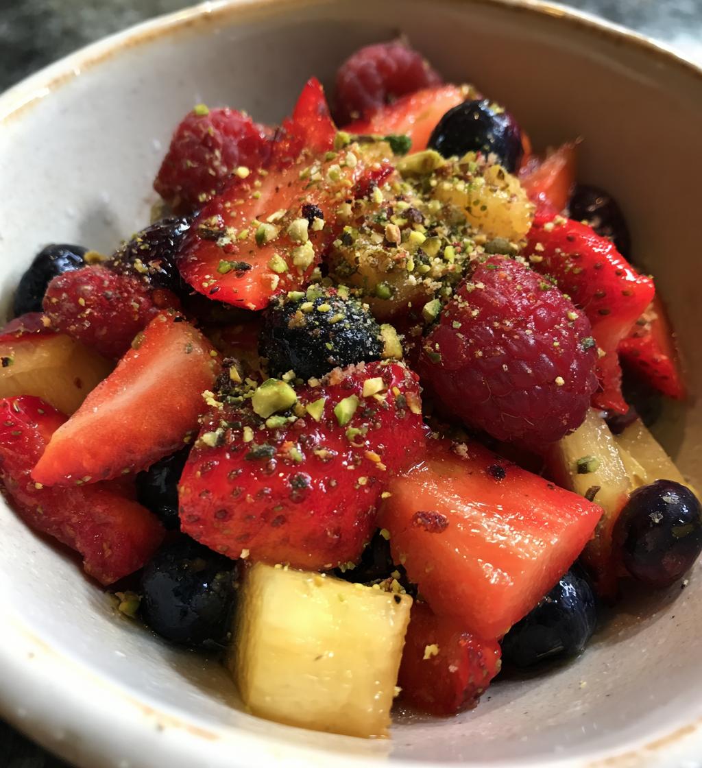 Summer Fruit Salad with Herbed Pistachio Crumble