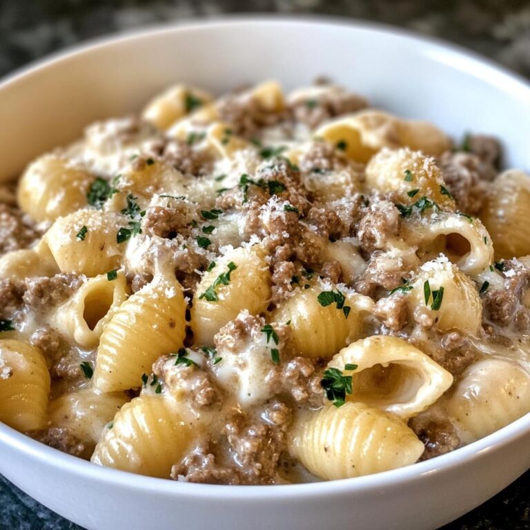 creamy beef and shells