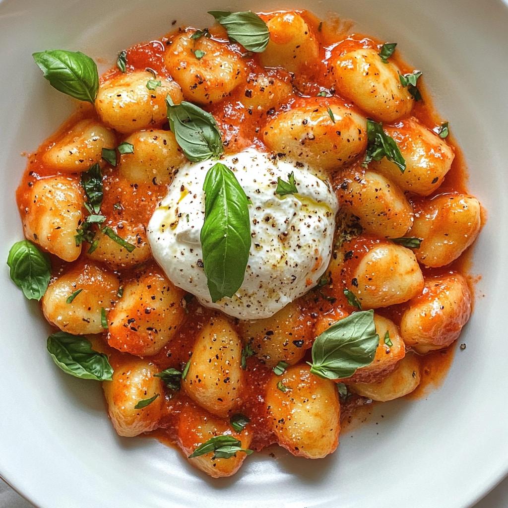 creamy tomato gnocchi with burrata