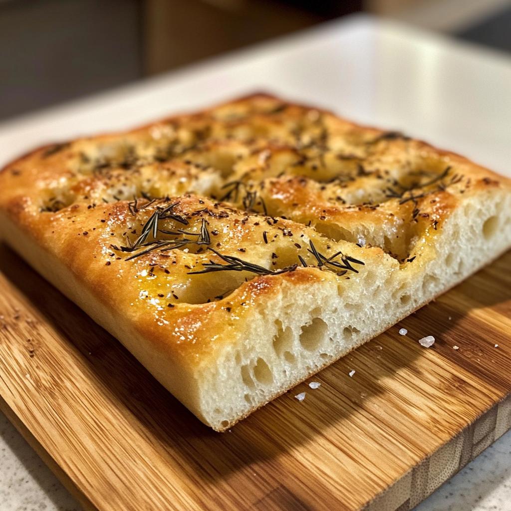 omemade focaccia bread - detail 1