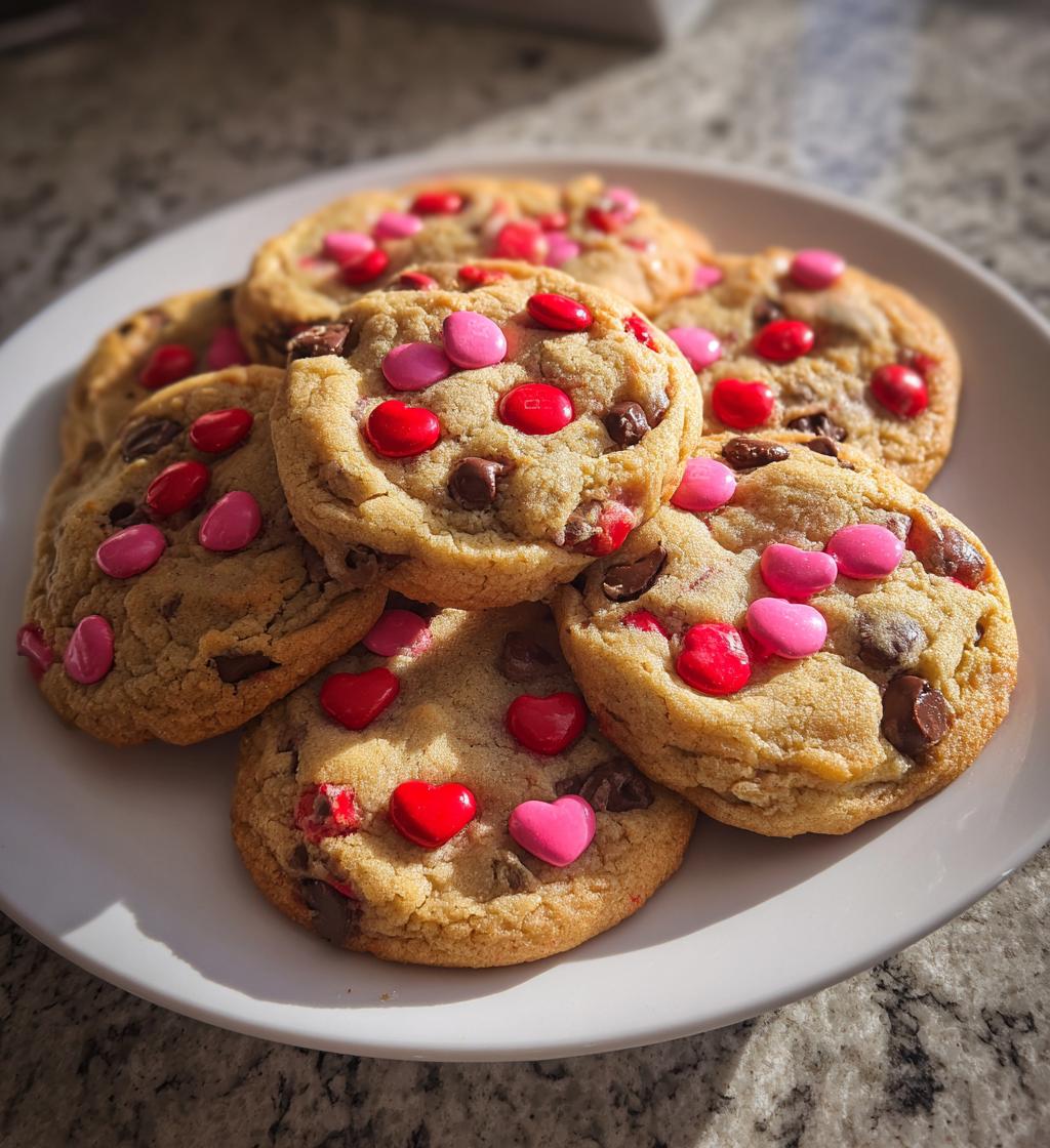 valentines day m&m cookies